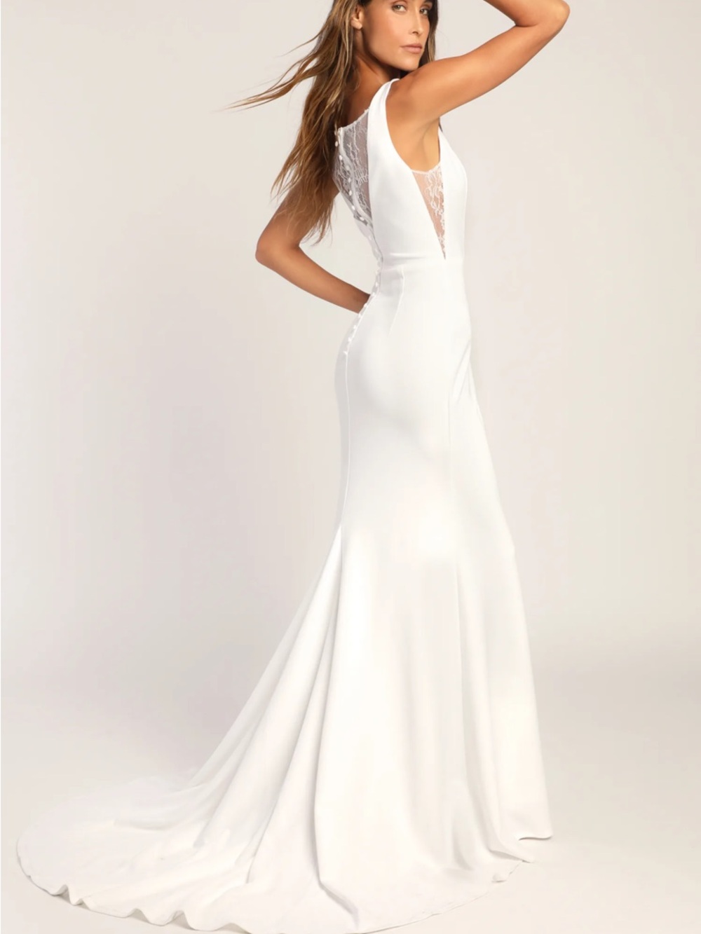 New Lulus Long Lasting Elegant White Lace-Back Women's Dress Sz Medium - Picture 3 of 9